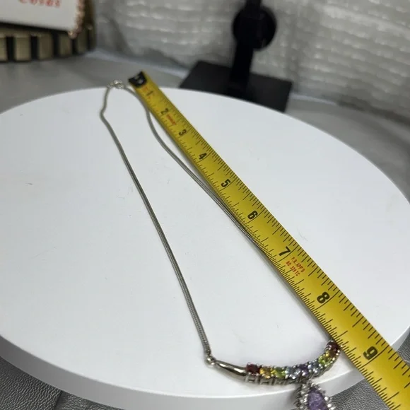 (Z4) Hammered 925 Italian silver choker with multicolored stones. Stunning Omega - Picture 8 of 8